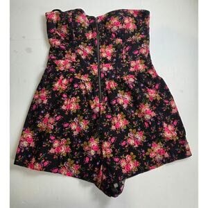PINK by Victoria's Secret Multicolor Floral Cotton Romper Strapless Size Large